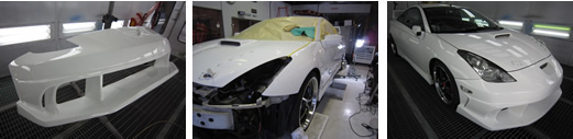 トヨタ　セリカ　エアロパーツの補修とハイモースコート